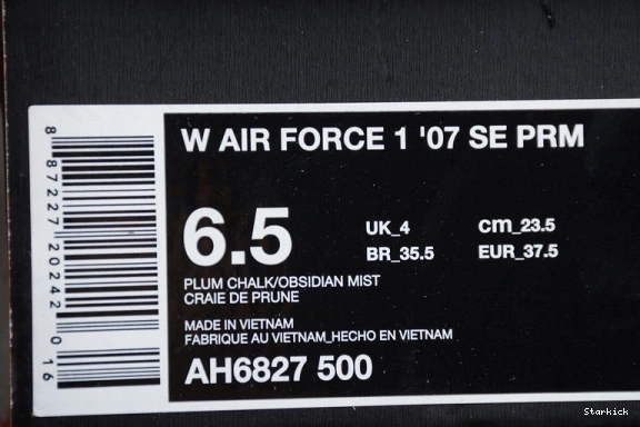 ’07 PLUM CHALK AIR AH6827-500 FORCE NIKE PREMIUM 1 1023